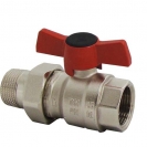 Ball valve with T-handle (alluminium alloy), PN 16, socket x Connection nipple