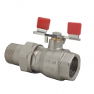 Ball valve with T-handle (steel), PN 16, socket x connection nippl