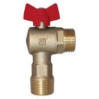 Ball Valve, angle, red, for heating