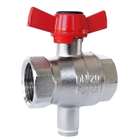 Ball valve with connection for temperature sensor